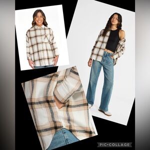 Plaid Button-Up Shirt with Pockets Size Large